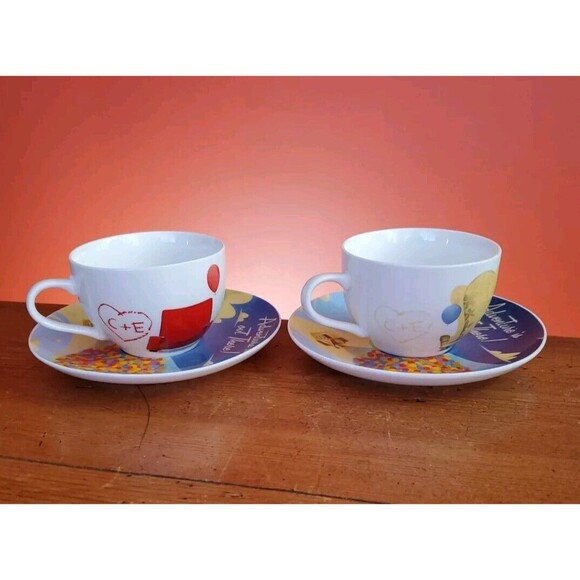 Up Pixar Disney Tea Coffee Cup Saucer Set Adventure Carl Ellie Chair 6.7 oz - Picture 3 of 10